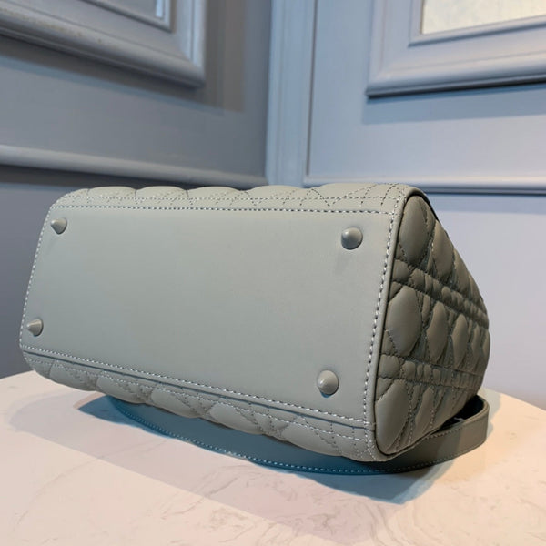 medium lady 24 matte grey calfskin matte grey hardware