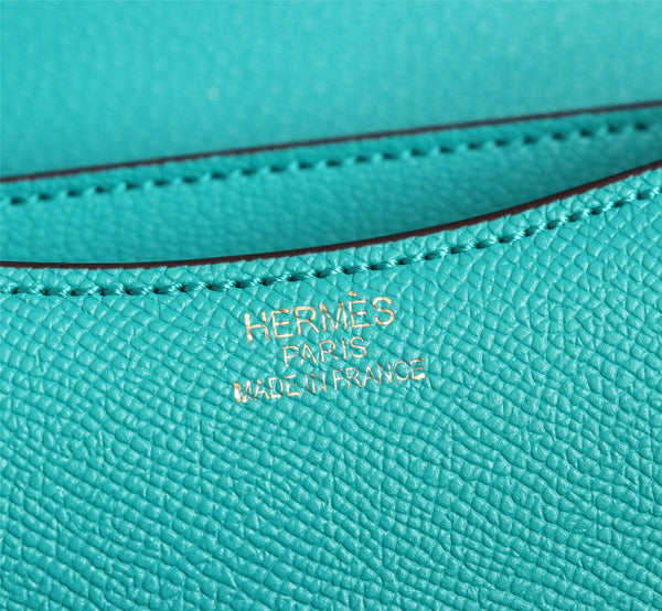 HM CONSTANCE BAG 19 TURQUOISE EPSOM GOLD HARDWARE