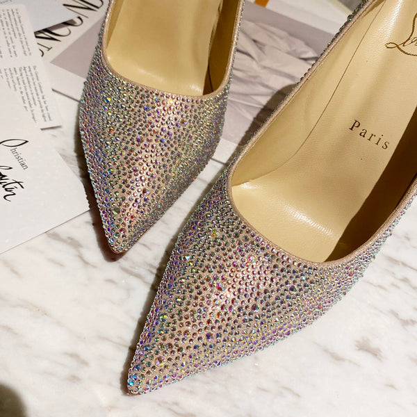 CL Kate Strass Degrade Pumps 100mm Suede Multicolor