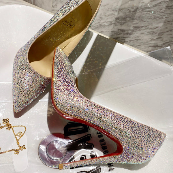 CL Kate Strass Degrade Pumps 100mm Suede Multicolor