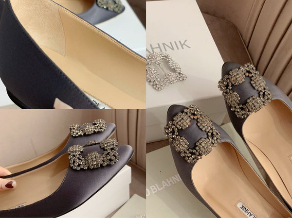 Hangisi Taupe Satin Crystal Embellished Pumps 700528