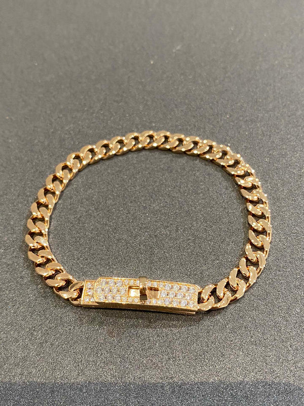 H Kelly Gourmette Gold Diamond Bracelet