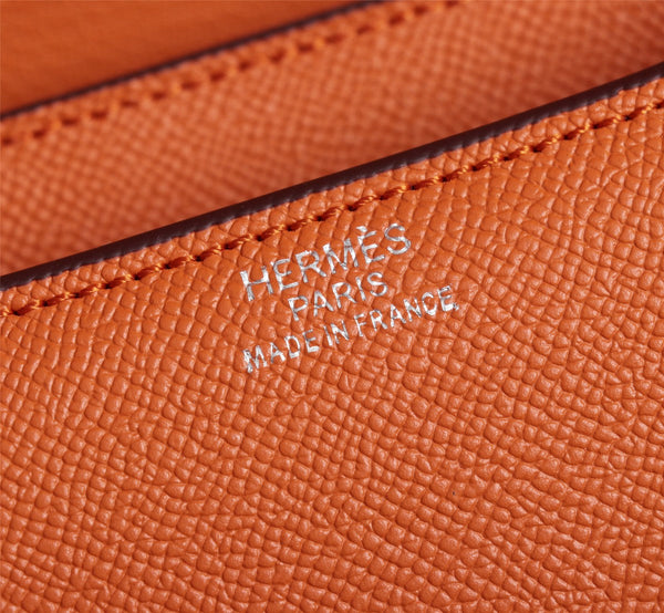 HM CONSTANCE BAGS 19 ORANGE EPSOM SILVER HARDWARE