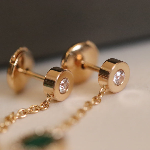BVL EARRINGS DROP MALACHITE PINK GOLD