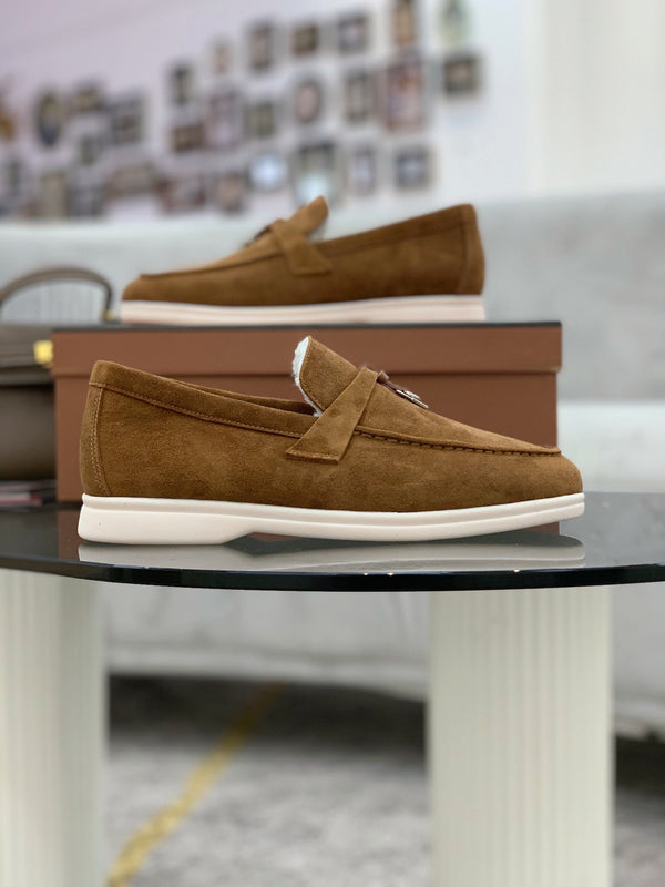 LP 26s Open Walk Loafers 2cm Ochre Suede Shearling SHW 110785