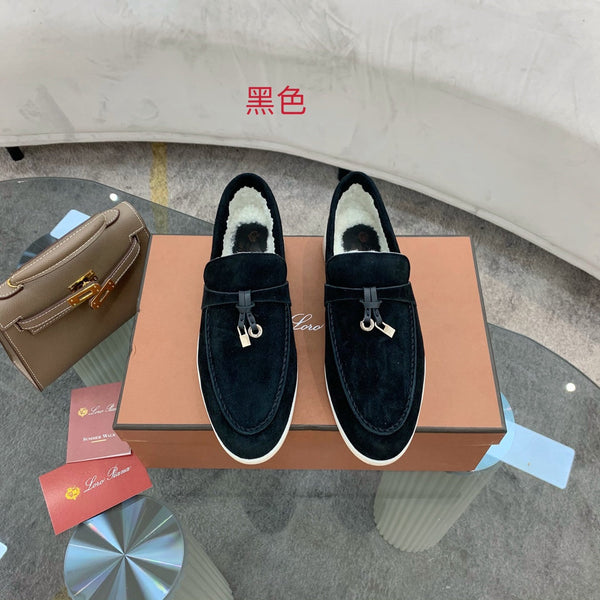 LP 26s Open Walk Loafers 2cm Black Suede Shearling GHW 110791
