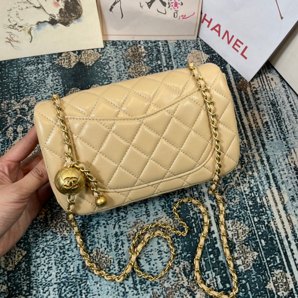CC 26s Flap Bag 20 In Light Beige Lambskin