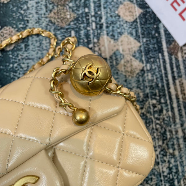CC 26s Flap Bag 20 In Light Beige Lambskin