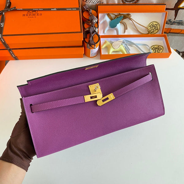 HM Kelly Cut 31 Violet Epsom Leather Gold Hardware 229037