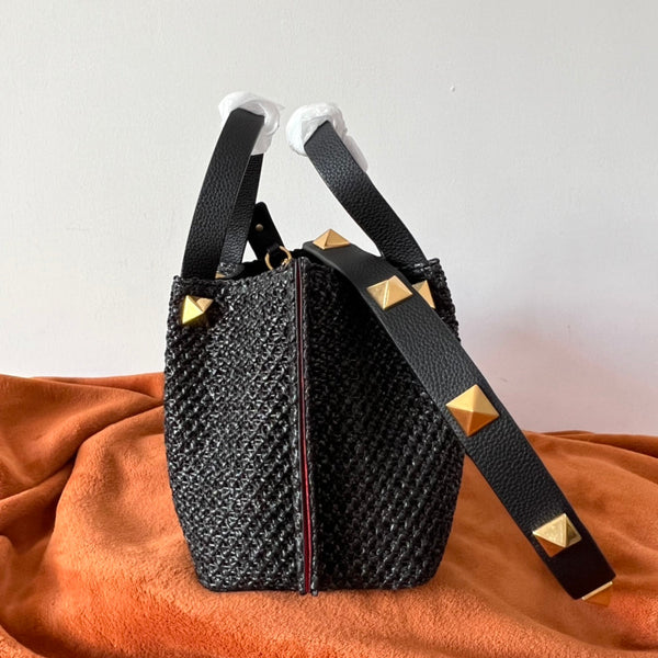 Valentino Spring and Summer Tote Bag Black Raffia 552569