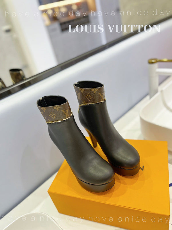 LV Afterglow Boot 10.5 Black Cowhide Monogram Canvas