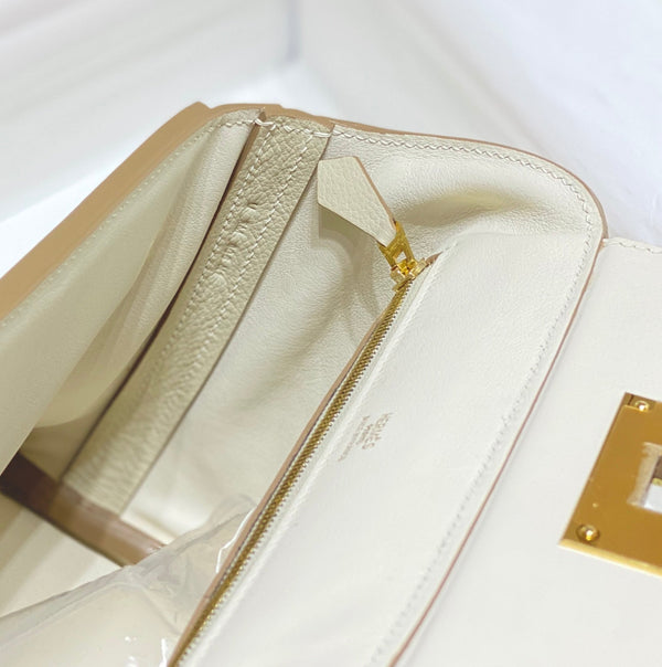 HM Mini 24 Sur 24 Bag 21cm White Swift Cowhide Gold Hardware 250270