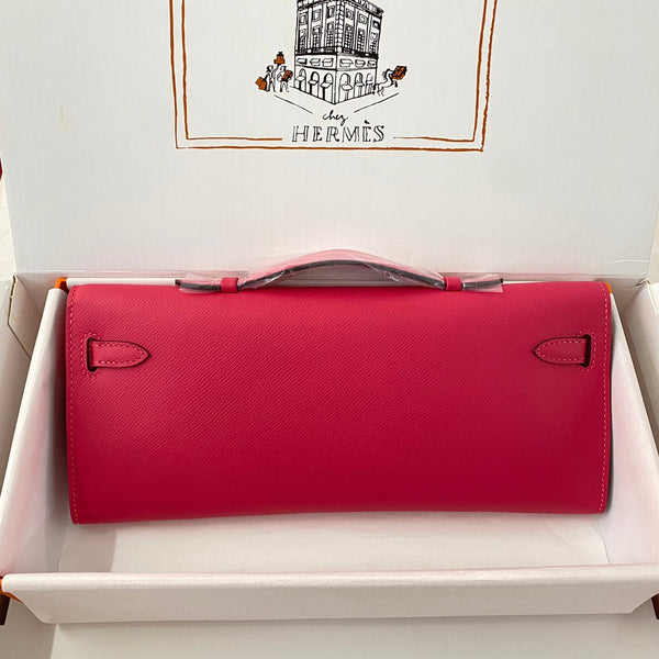 HM Kelly Cut 31 Crimson Pink Epsom Leather Gold Hardware 229060