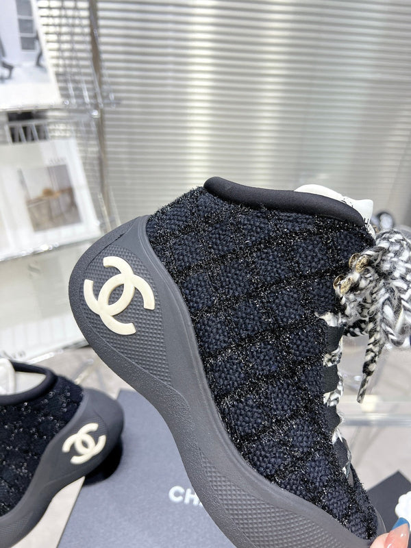 CC CANO ALTO SNEAKER IN BLACK TWEED AND RUBBER