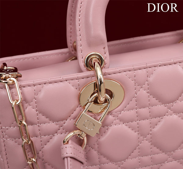 medium lady d-joy 26 antique pink lambskin