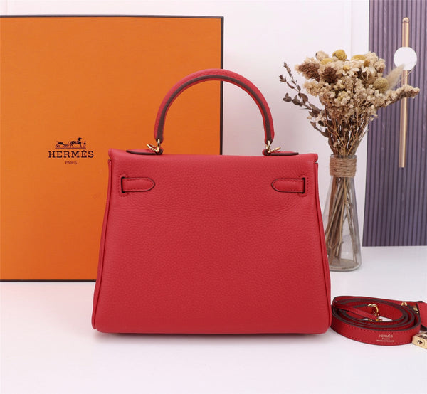 HM KELLY BAG 25 RED TOGO GOLD HARDWARE