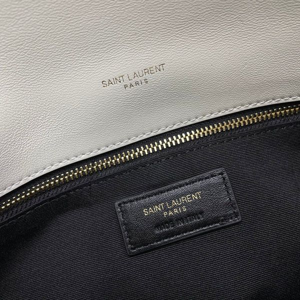 YSL Loulou Puffer Medium Bag 35cm White Glossy Leather