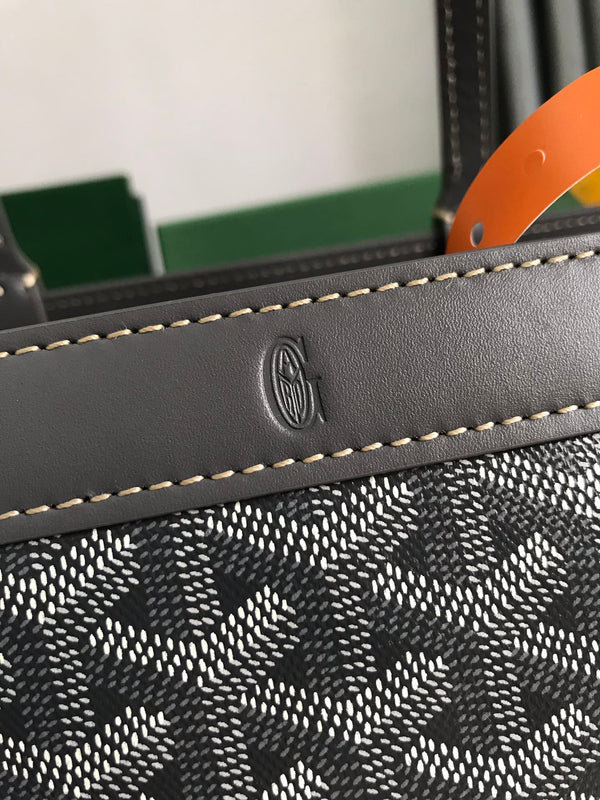 BELLECHASSE BIAUDE PM BAG 36 IN GRAY GOYARDINE CANVAS AND CALFSKIN TRIM