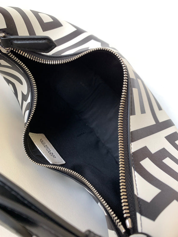 FENDIGRAPHY SMALL 29 IN WHITE MIX BLACK SMOOTH CALFSKIN SILVER HARDWARE