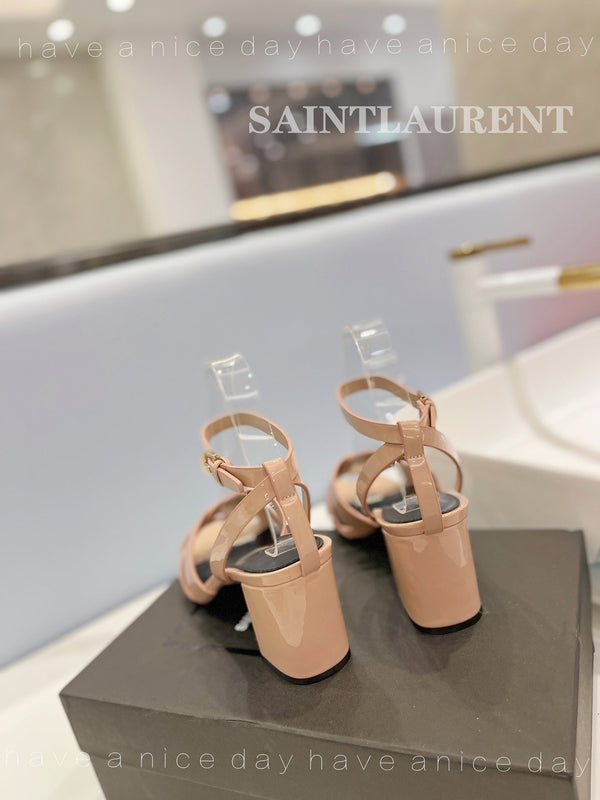 SL TRIBUTE SANDAL GLOSSY PINK NUDE CALFSKIN