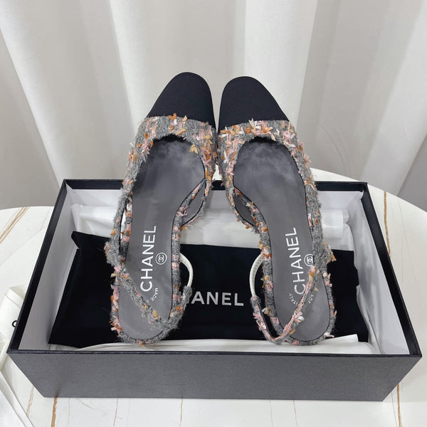 CC 26s High-Heel Slingbacks 65 Mm In Black Mix Grey Tweed