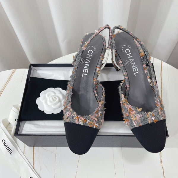 CC 26s High-Heel Slingbacks 65 Mm In Black Mix Grey Tweed