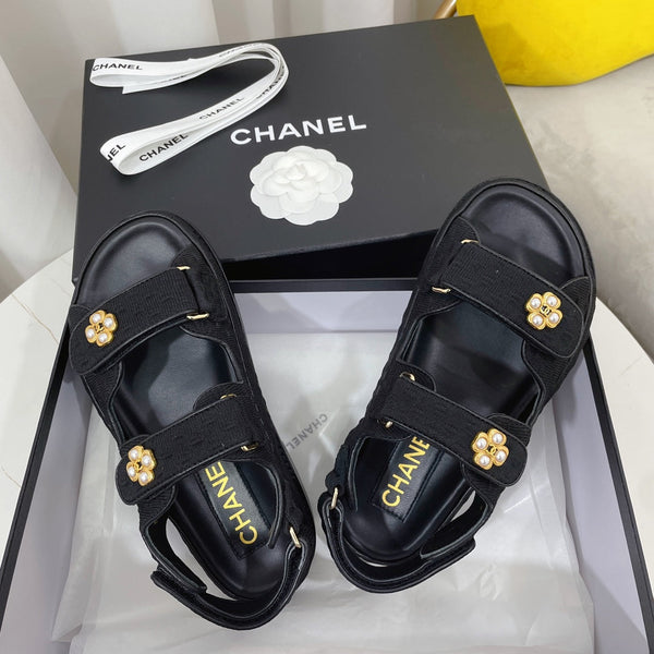 CC 26s Sandals Black Textured Fabric