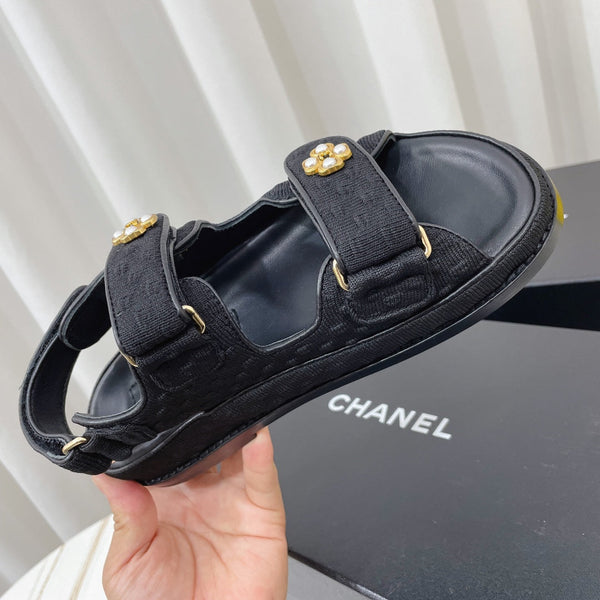 CC 26s Sandals Black Textured Fabric