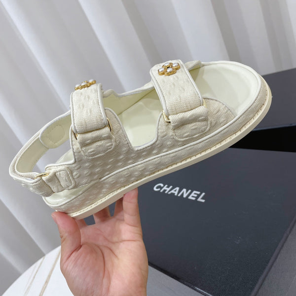 CC 26s Sandals White Textured Fabric