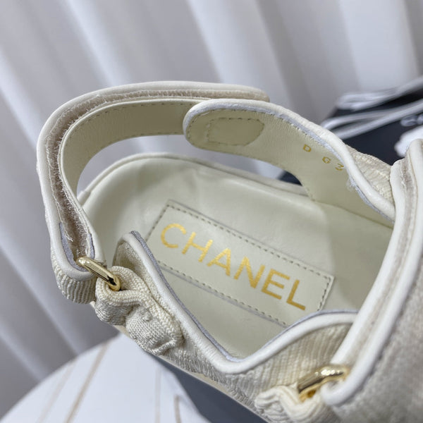 CC 26s Sandals White Textured Fabric