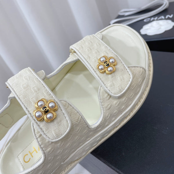 CC 26s Sandals White Textured Fabric