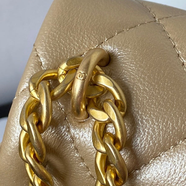 Flap Bag 19cm Gold Lambskin Gold Hardware
