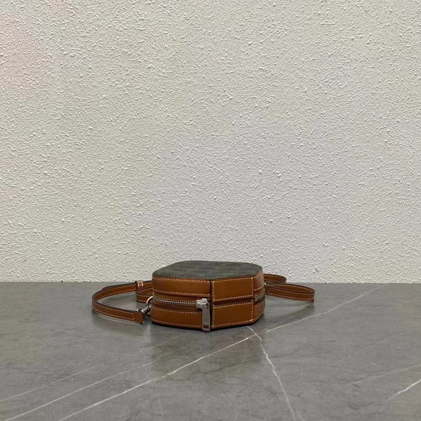 Celine Cube Box Bag Triomphe Black Brown Canvas & Calfskin