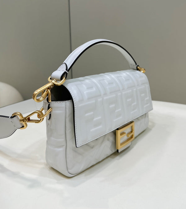 Baguette 27cm White Lambskin Gold Hardware