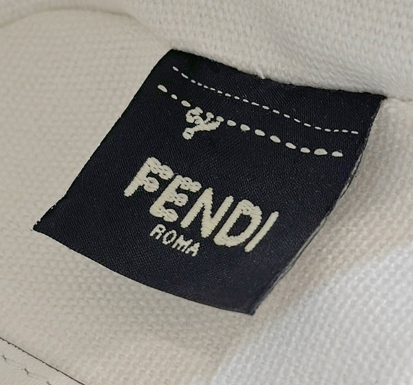 FENDI 19 BAGUETTE BAG IN BLACK MIX WHITE CANVAS WITH GOLD HARDWARE