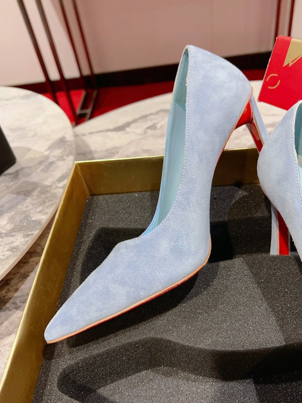 CL Condora Pumps 100mm Suede Leather Blue