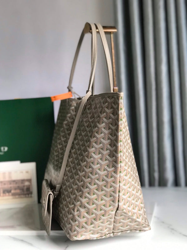 SAINT LOUIS PM 40 IN GREY MIX GREEN GOYARDINE CANVAS AND CALFSKIN