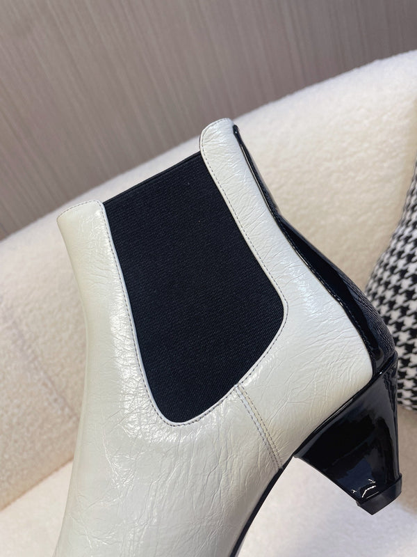 CC 26s Chelsea Boots 5cm White Black Leather Patent 108819