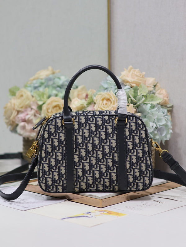 MEDIUM 31 D-VIBE BOWLING BAG IN BLUE MONOGRAM OBLIQUE JACQUARD