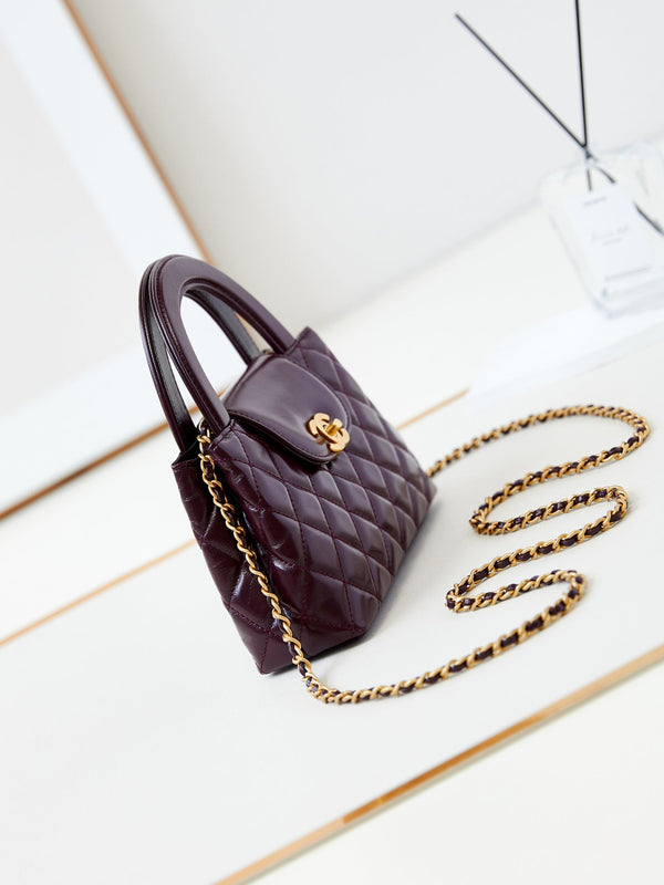 cc 24a nano 19cm kelly shopper bag cherry red lambskin