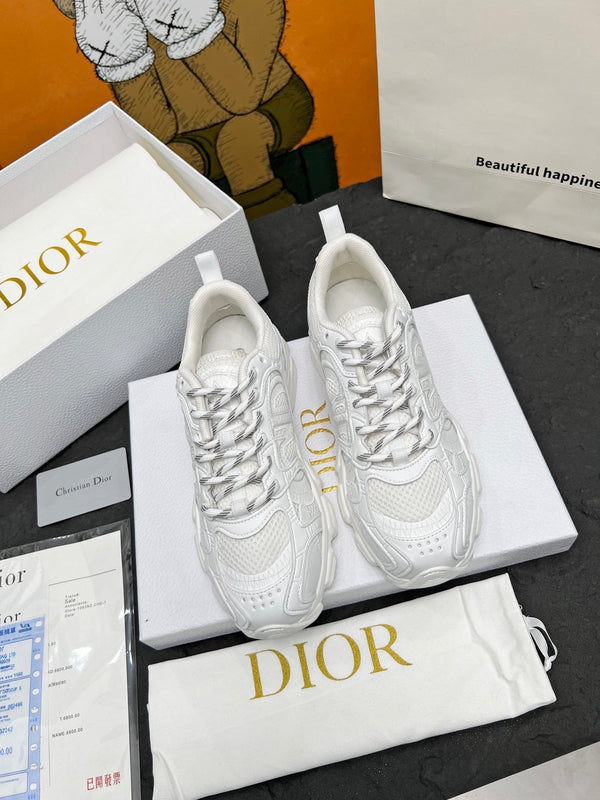 CD Chrono Sneaker White Mesh Fabric And Calfskin
