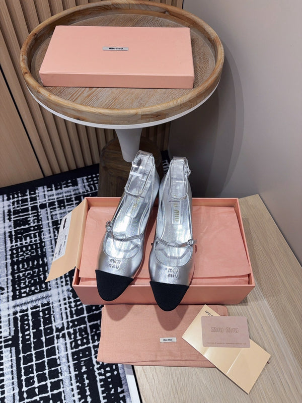 Miu Mary Jane Silver Metallic Lambskin