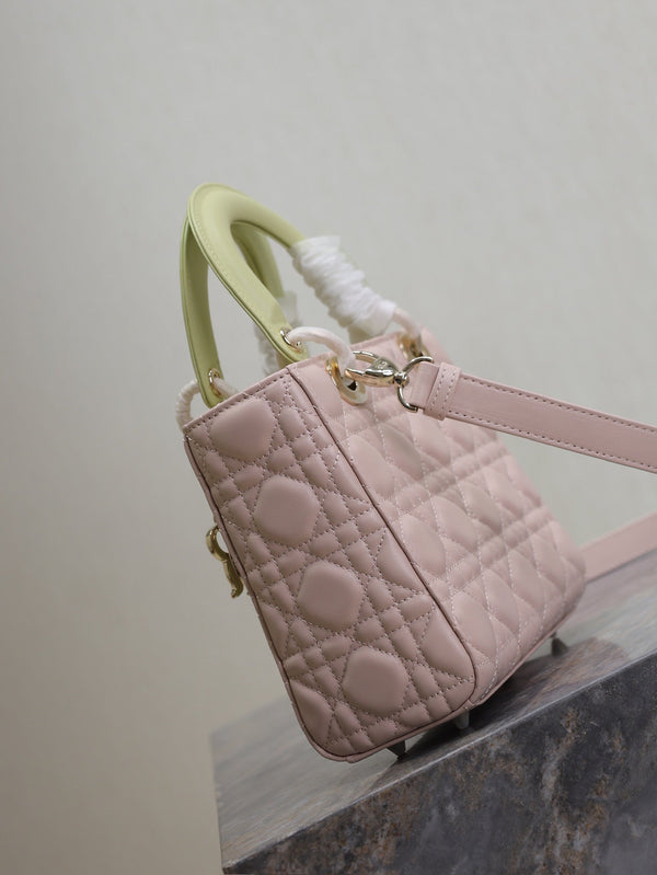 Lady Bag 17cm Pink Pale Green Lambskin