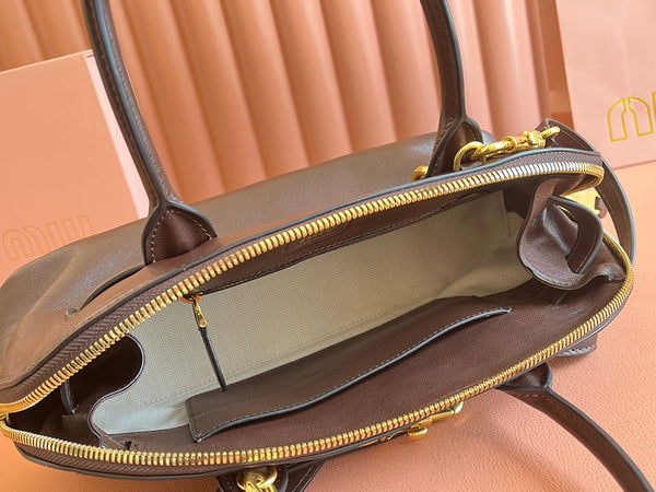 Briarwood Aventure Nappa Leather Top-handle Bag 33cm Brown 231060