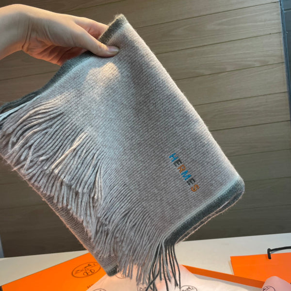Scarf 180 CM Beige Mix Grey White Cashmere Knit 398251