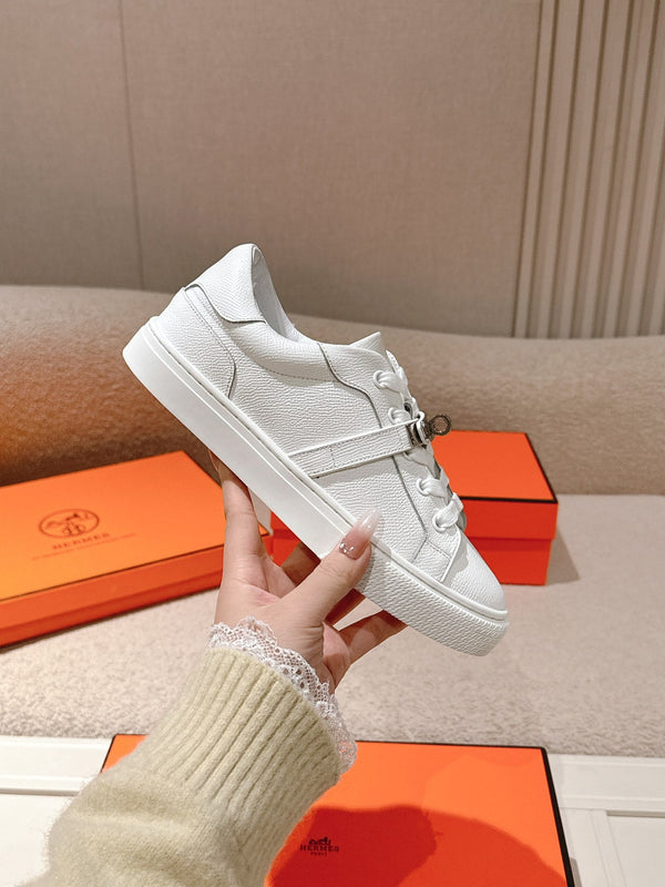 HM Day Sneakers White Togo Leather 577503