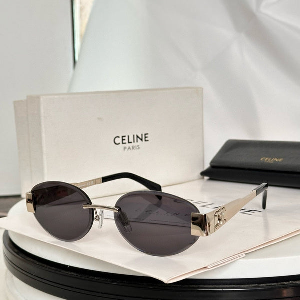 TRIOMPHE OVAL SUNGLASS CL40240l IN METAL