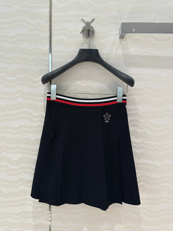 CD Sport Knitted Short Skirt Black Linen Silk