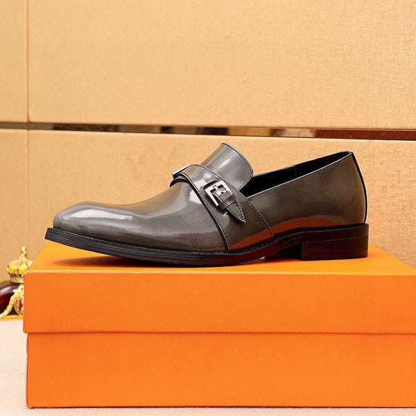 HM Men's Loafer Metallic Gray Patent Leather 637348