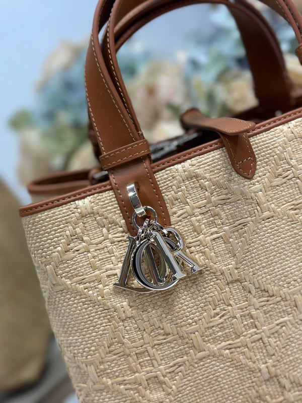 CD Small Dior Toujours Bag 23cm Natural Cannage Raffia 288656